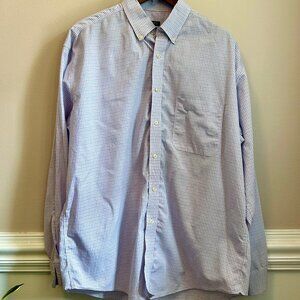 Joseph & Feiss Button Down Mens Shirt Long Sleeve Cotton White Purple Size Large